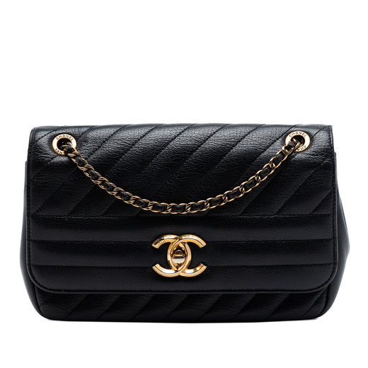 Small CC Diagonal Quilted Goatskin Flap - Image 1