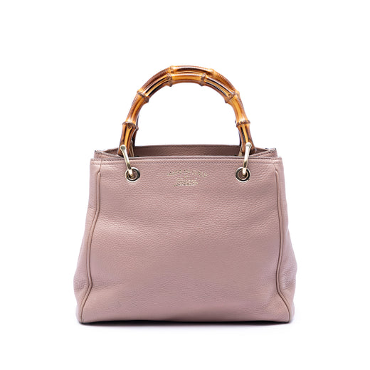 Small Calfskin Bamboo Shopper Satchel - Image 1