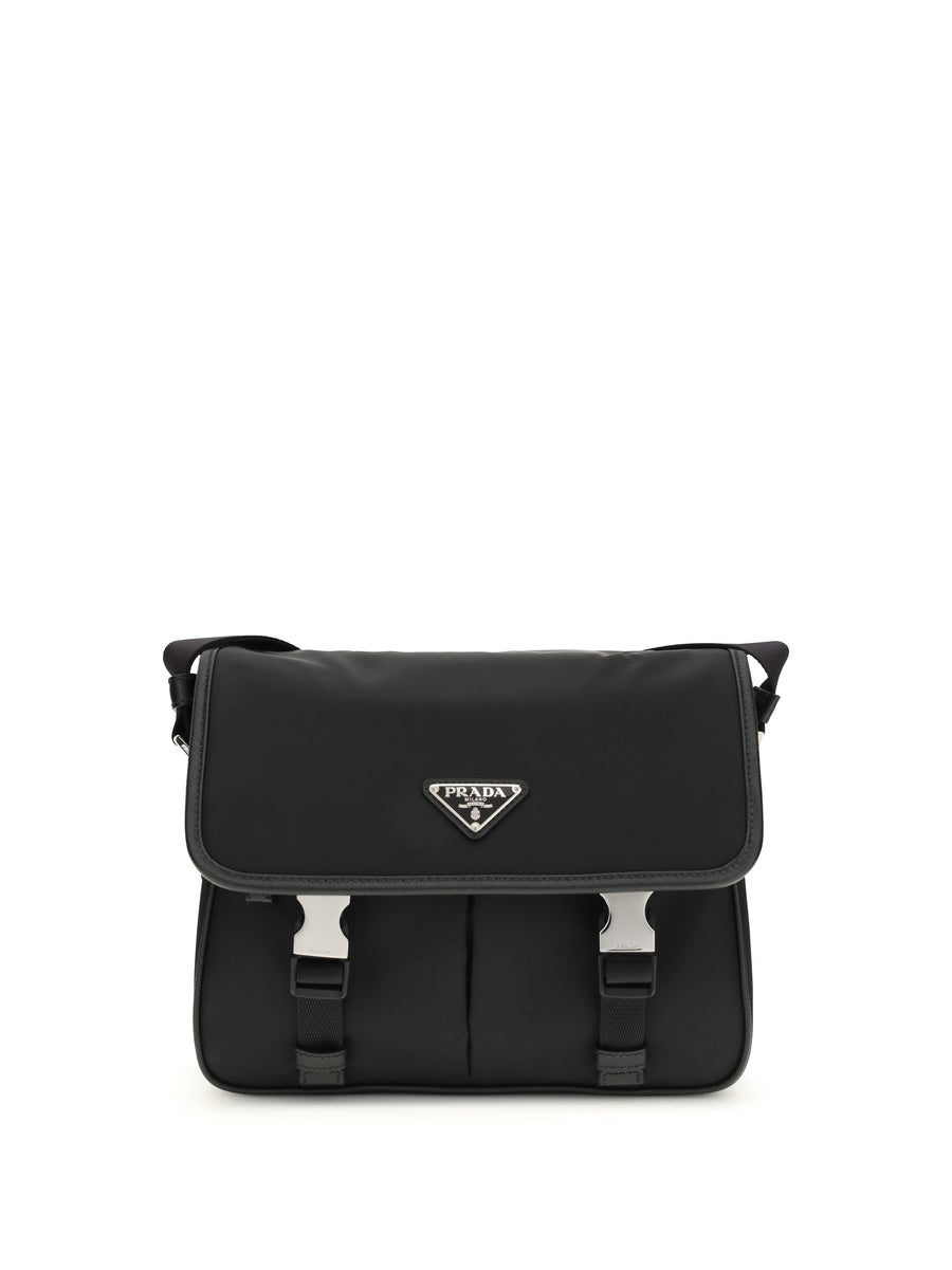 Prada Re-Nylon And Saffiano Shoulder Bag — Black