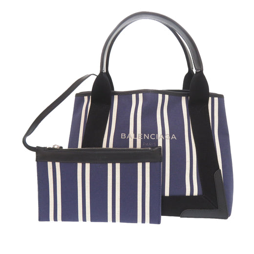 Canvas Striped Navy Cabas S - Image 1