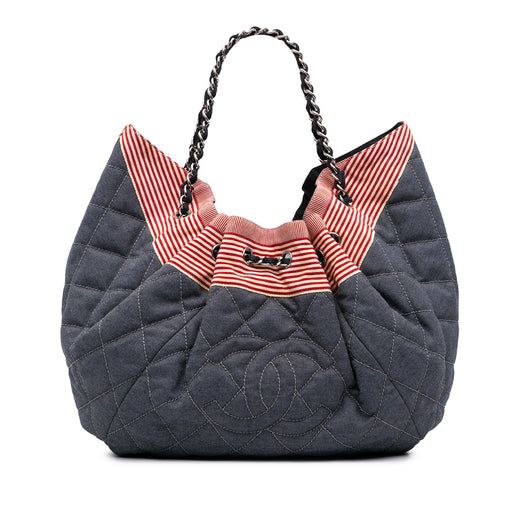 Large Quilted Denim Stretch Spirit Cabas Tote - Image 1