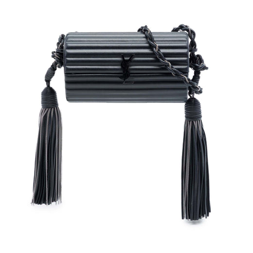 Ribbed Acrylic Lambskin Fringe Monogram Monochrome Opium Box Bag - Image 1