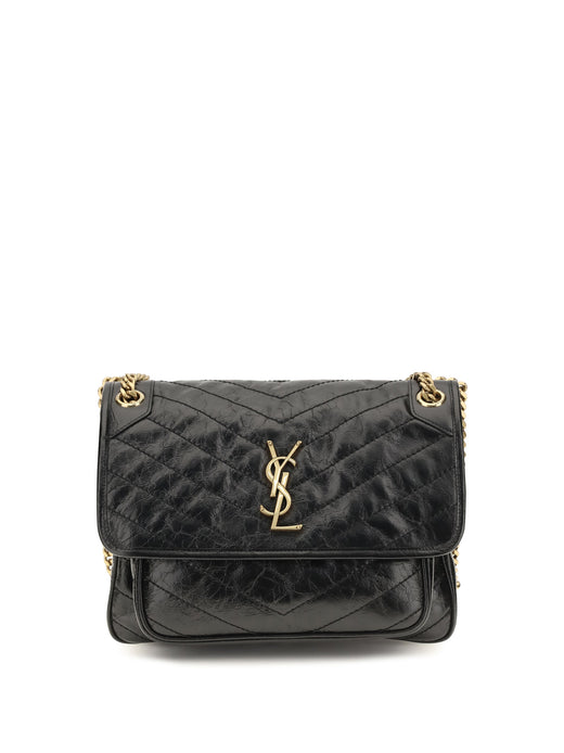 Saint Laurent Niki Shoulder Bag — Black Calf Leather Bos Taurus