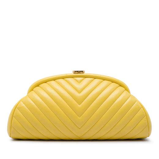 Chevron Lambskin Kisslock Clutch - Image 1