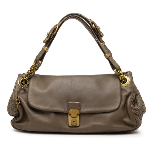Intrecciato Trimmed Nappa Napoli Handbag - Image 1