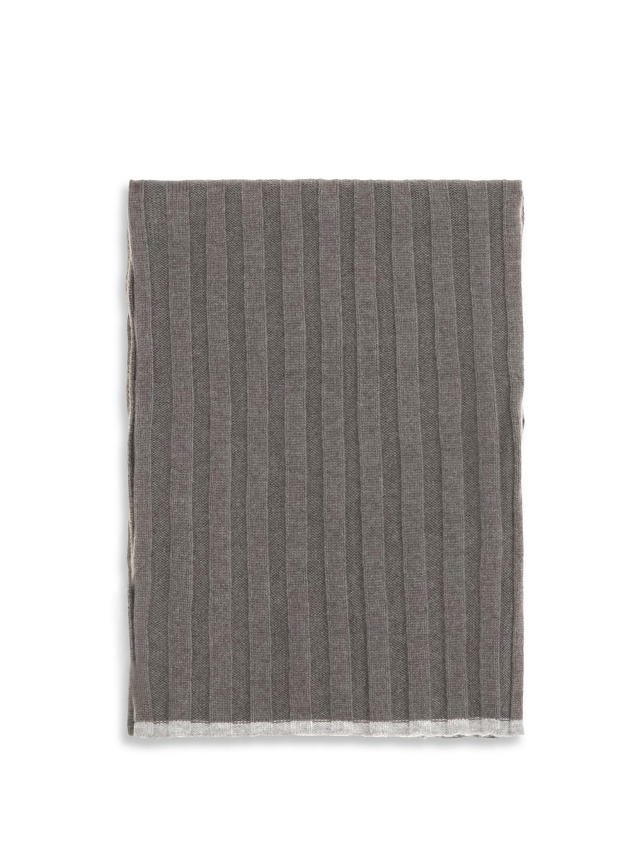 Brunello Cucinelli Ribbed Cashmere Scarf — Gray Kashmir/capra Hircus Scarfs