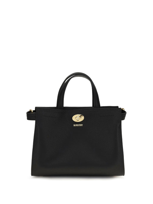 Burberry Check Top Handle Bag — Black Cotton; Polyester