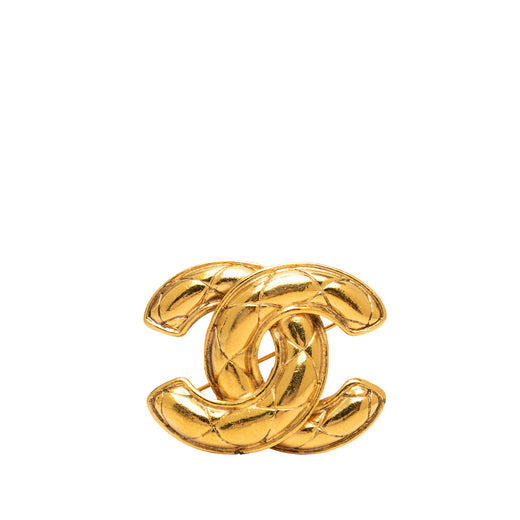 CC Gold Plated Quilted Brooch - Image 1