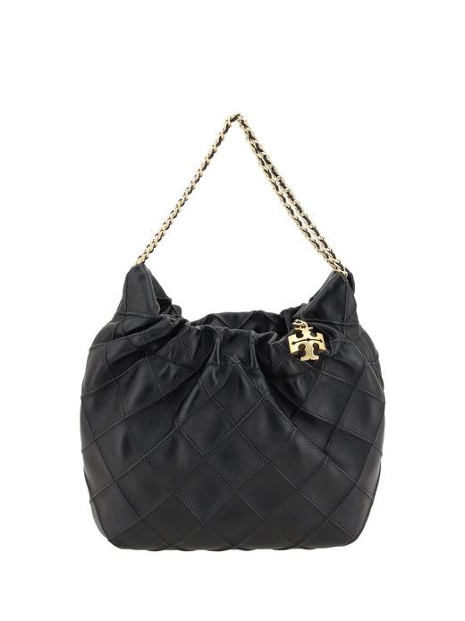 Tory Burch Fleming Mini Hobo Bag — Black Lamb Ovis Aries