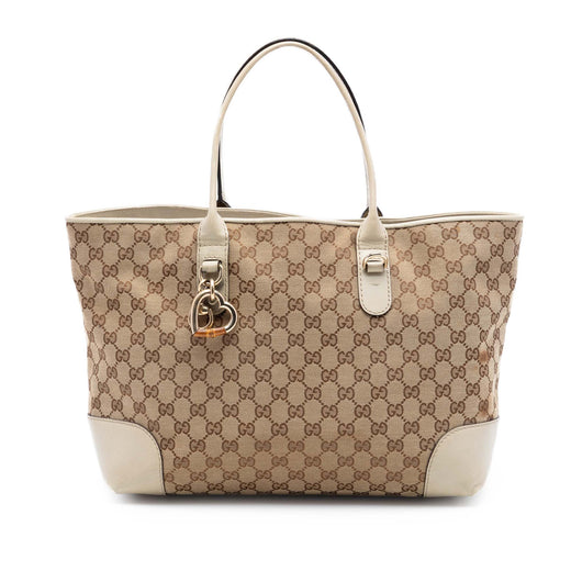 GG Canvas Heart Bit Tote - Image 1