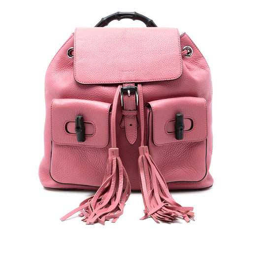 Leather Bamboo Tassel Backpack - Image 1