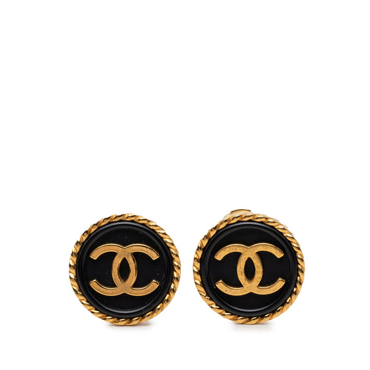 CC Gold Plated and Enamel Round Clip On Earrings - Image 1