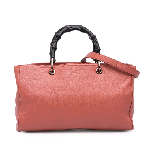 Medium Calfskin Bamboo Shopper Satchel - Image 1