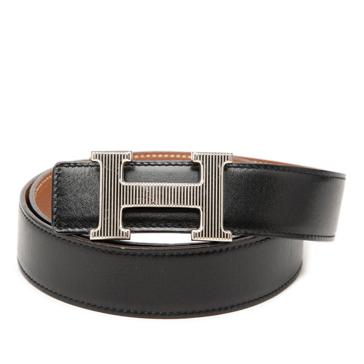 Togo and Box Calf H Strie Reversible Belt - Image 1