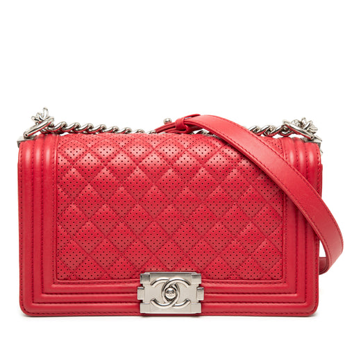 Old Medium Quilted Perforated Lambskin Boy Flap - Image 1