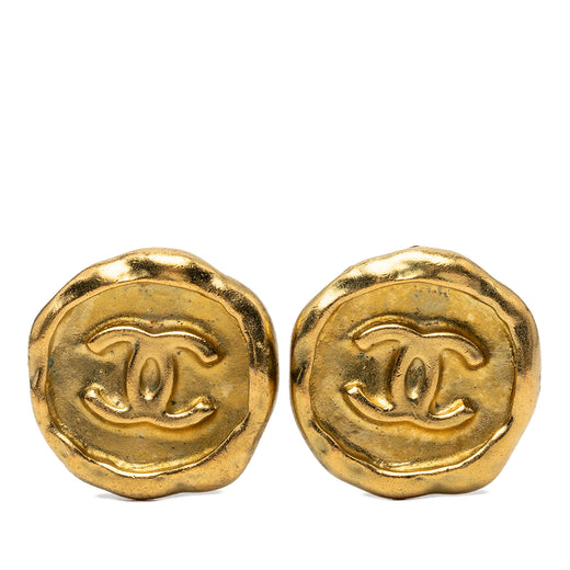 CC Gold Plated Round Clip On Earrings - Image 1