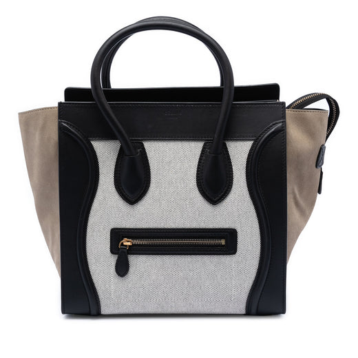 Mini Canvas and Suede Tricolor Luggage Tote - Image 1