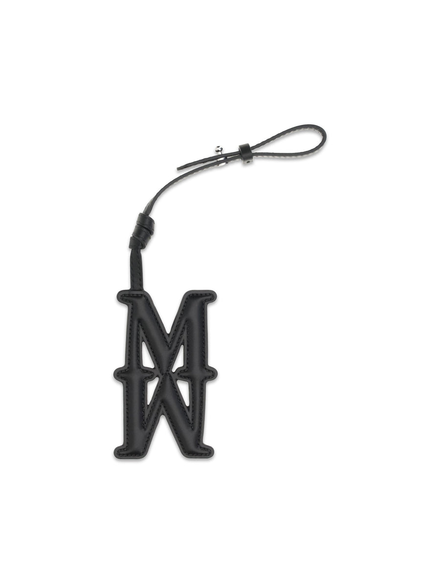 Max Mara Leather M-W Charm Key Case — Black Calf Bos Taurus Keychains