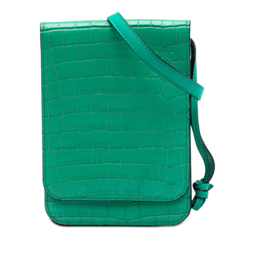 Croc Embossed Leather Anagram Gusset Flat Crossbody - Image 1