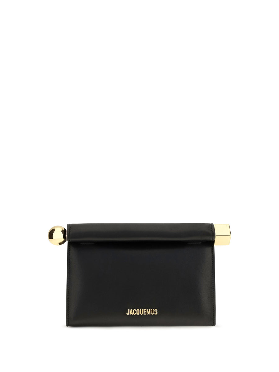 Jacquemus Le Sac Rond Carré Clutch — Black Leather