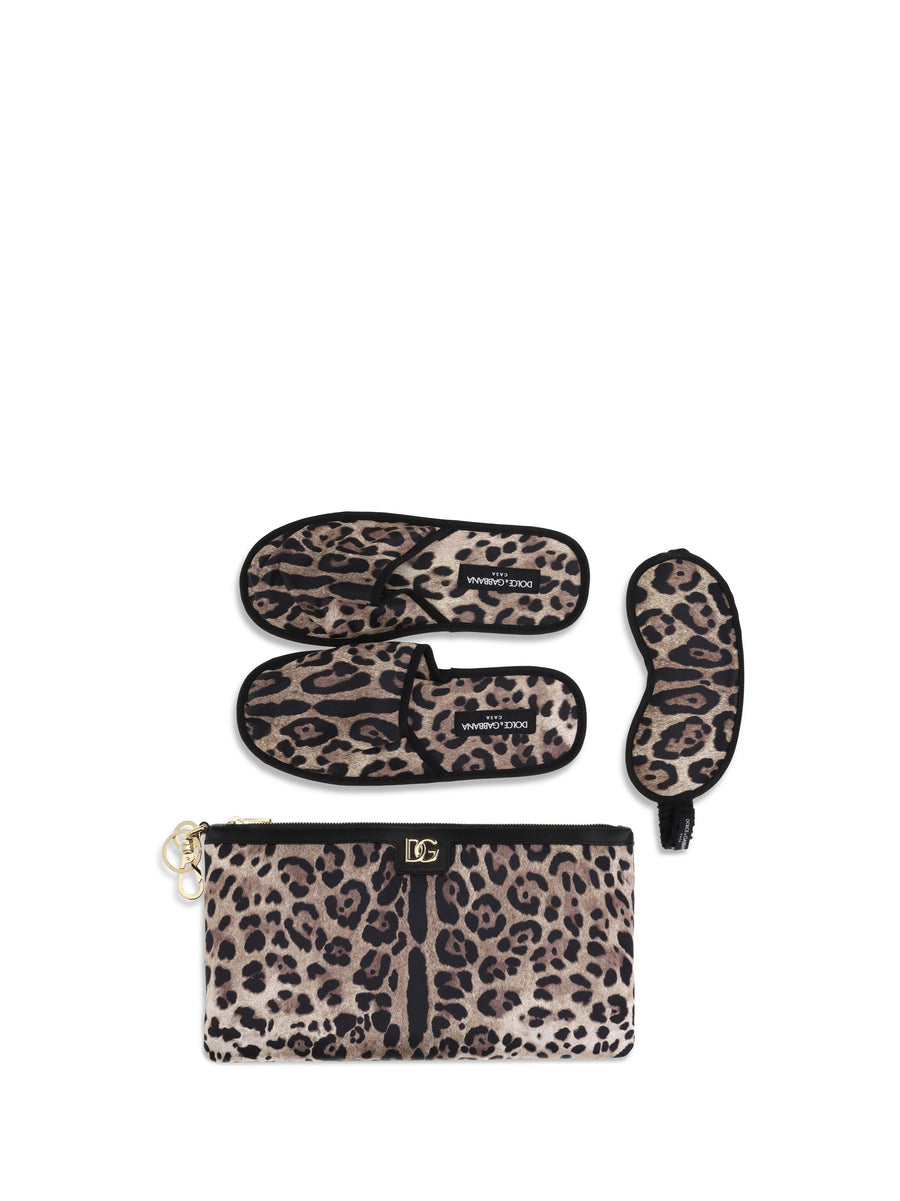 Dolce & Gabbana Leopard-Print Travel Kit Hand Bags