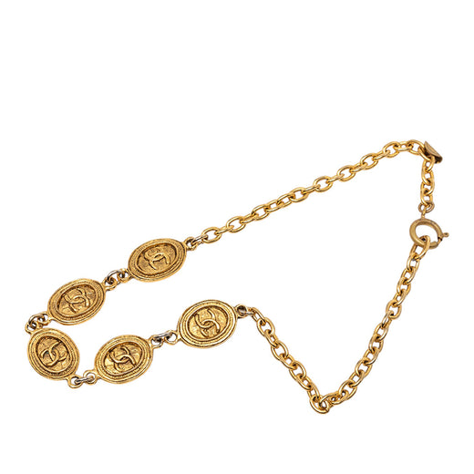 CC Gold Plated Oval Medallion Chain Necklace - Image 1