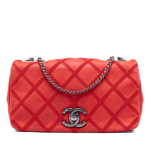 Small Nubuck Diamond Stitch Chain Flap - Image 1