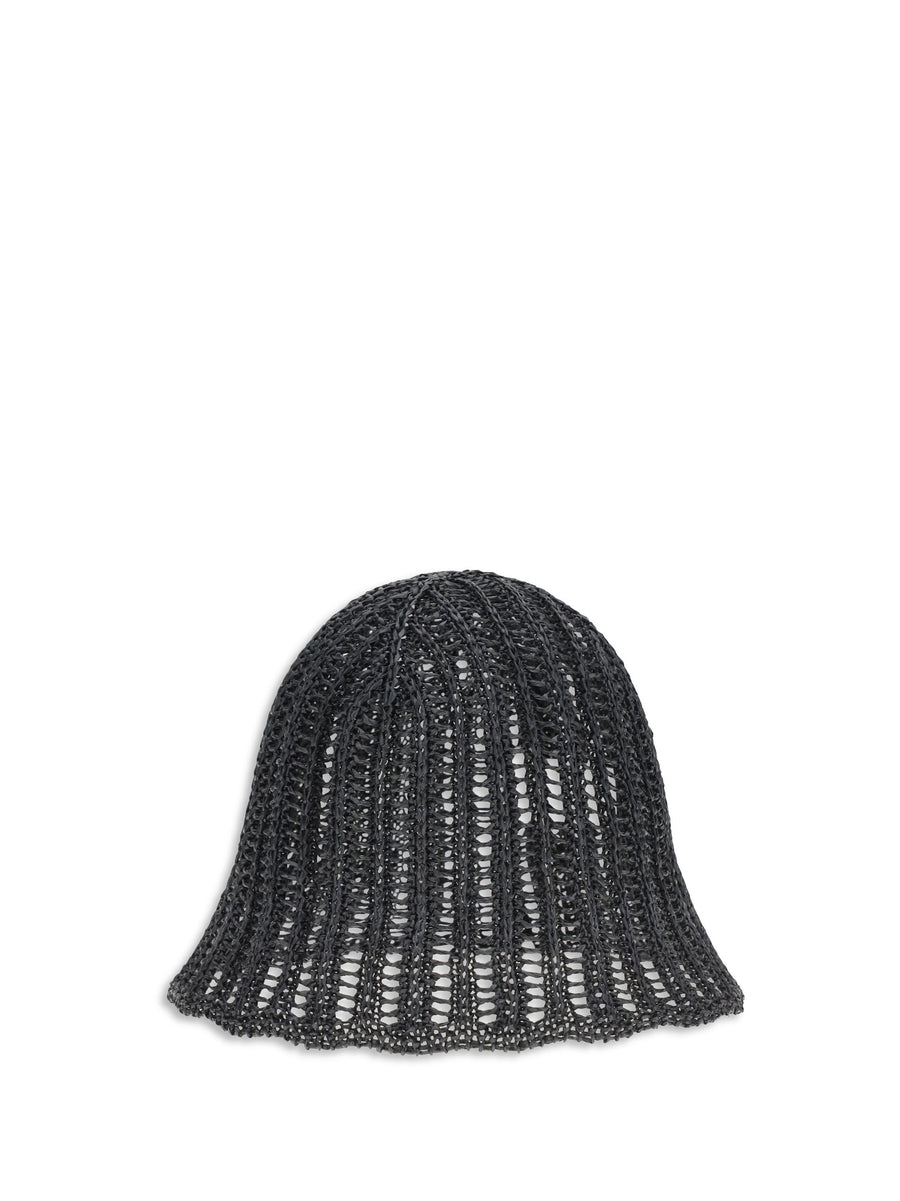 Brunello Cucinelli Mcap9a033 Techno Raffia Bucket Hat — Black Polyamide
