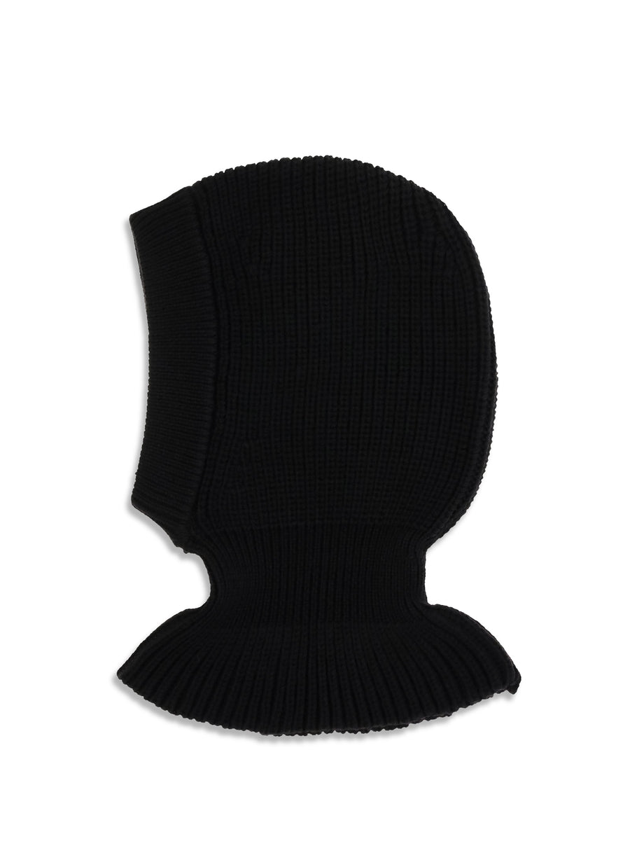 Lemaire Ta0029lk1069 Ribbed Merino Wool Balaclava — Black Ovis Aries Winter Hats