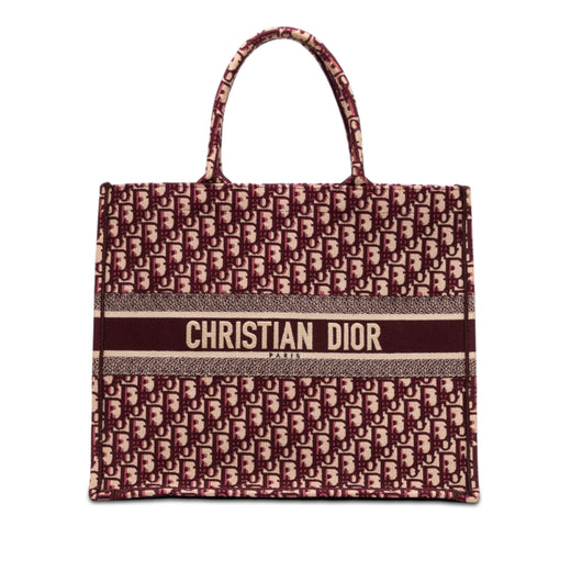 Large Oblique Embroidered Canvas Book Tote - Image 1