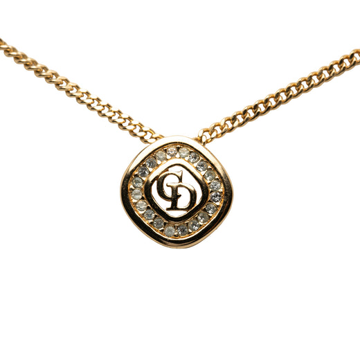 Gold Plated Crystal CD Diamond Pendant Necklace - Image 1