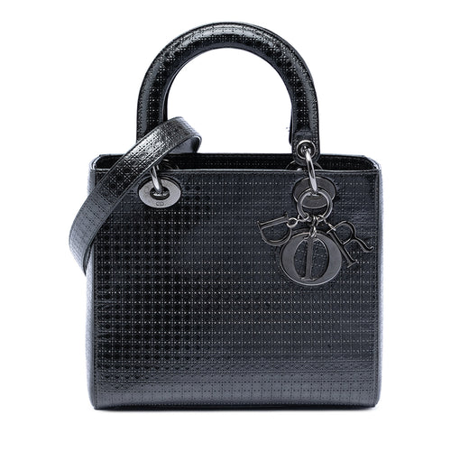 Medium Metallic Patent Microcannage Lady Dior - Image 1