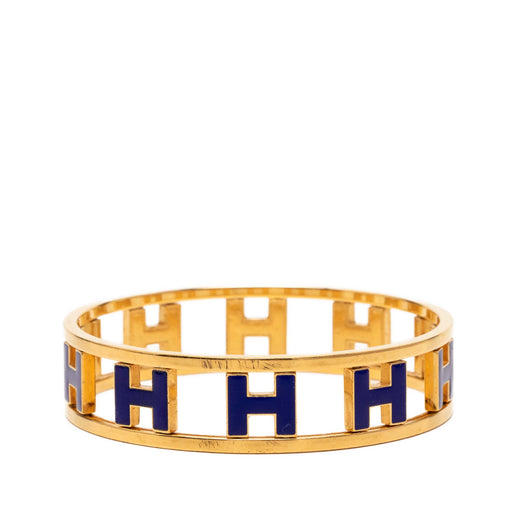 Gold Plated Enamel Rondo Ash H Bangle - Image 1