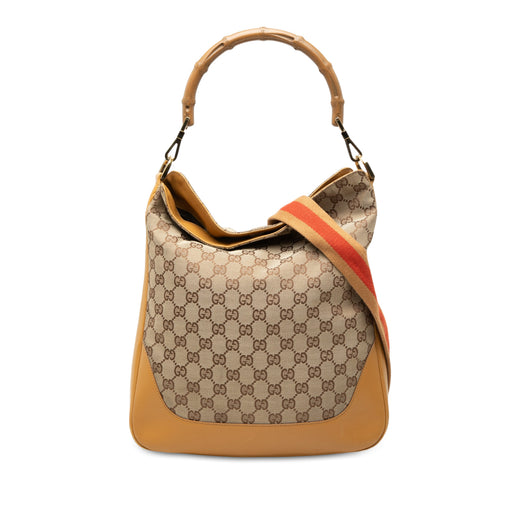 GG Canvas Bamboo Web Satchel - Image 1