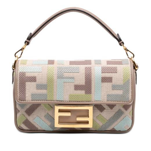 Mini Zucca Embroidered Canvas Baguette Satchel - Image 1