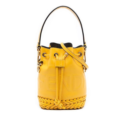 Mini Embossed Leather Whipstitch Mon Tresor Bucket Bag - Image 1