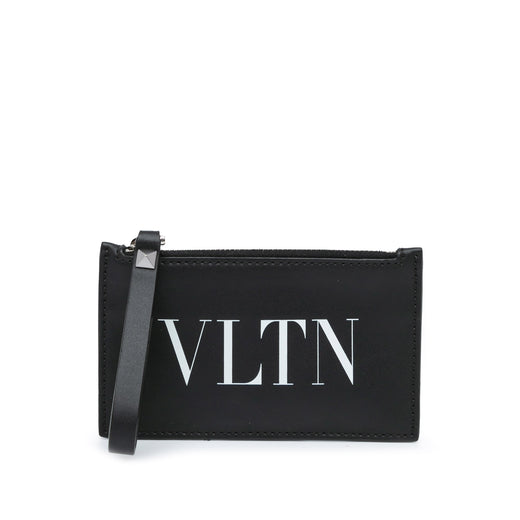 Leather VLTN Zip Card Holder - Image 1