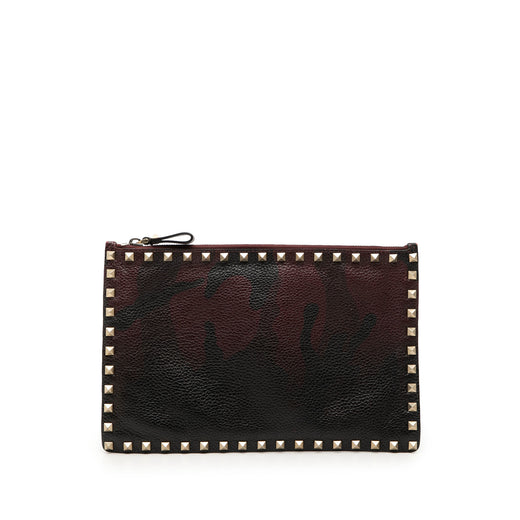 Grained Calfskin Rockstud Camouflage Zip Clutch - Image 1