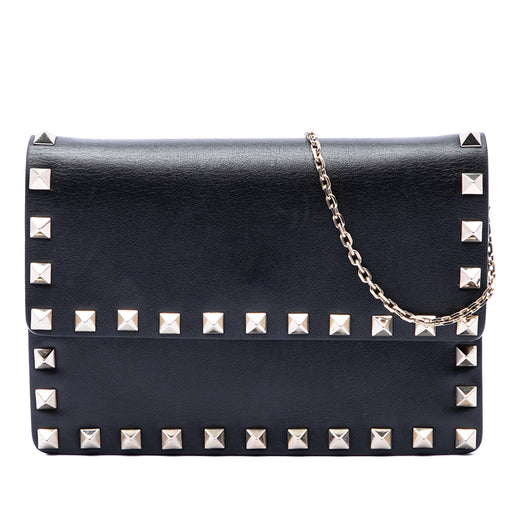 Leather Rockstud Clutch on Chain - Image 1