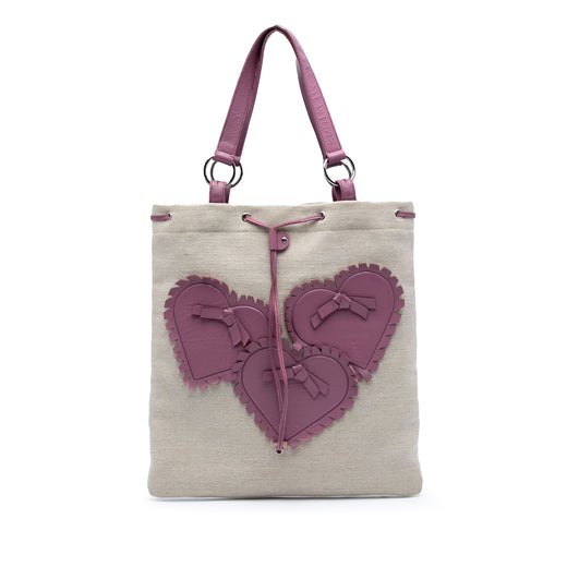 Canvas Fringed Heart Applique Tote - Image 1