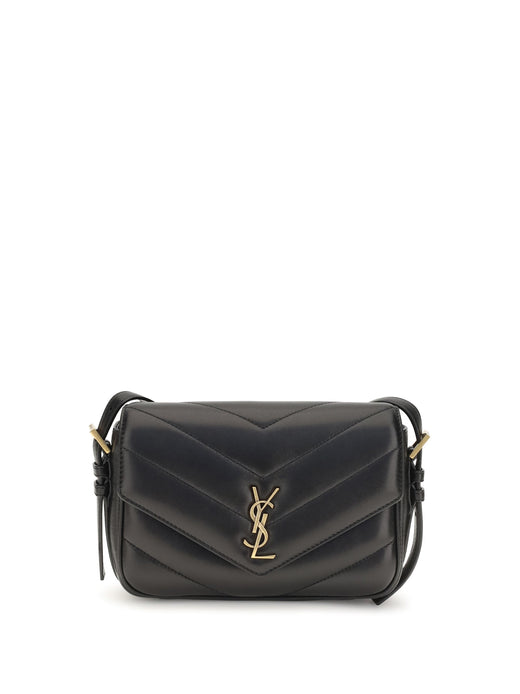 Saint Laurent Loulou Cassandre Shoulder Bag — Black Lamb Ovis Aries