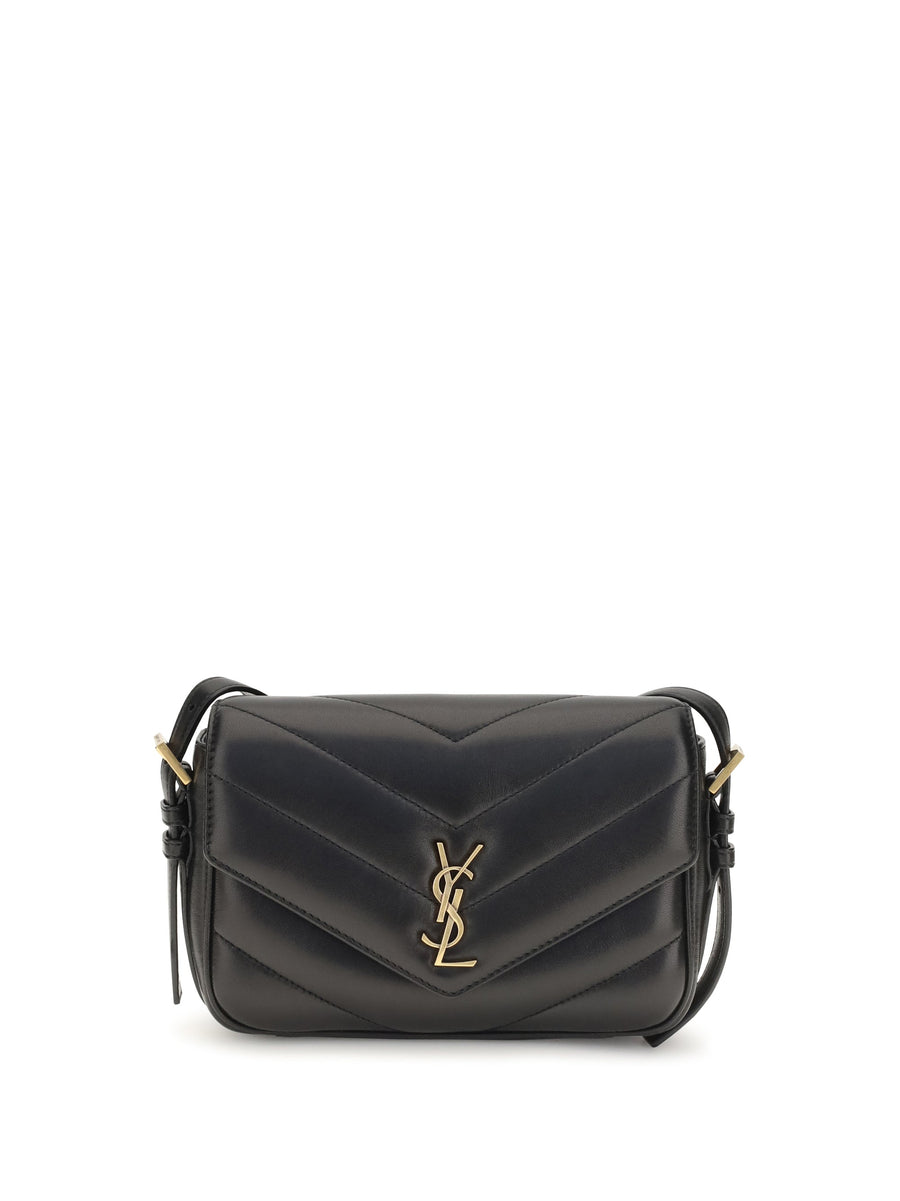 Saint Laurent Loulou Cassandre Shoulder Bag — Black Lamb Ovis Aries