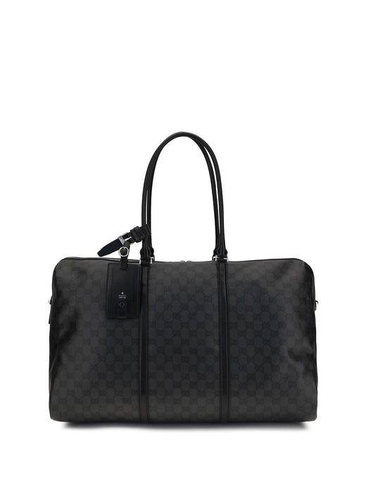 Gucci Travel Bag — Black Cotton; Linen; Polyurethane Top Handle