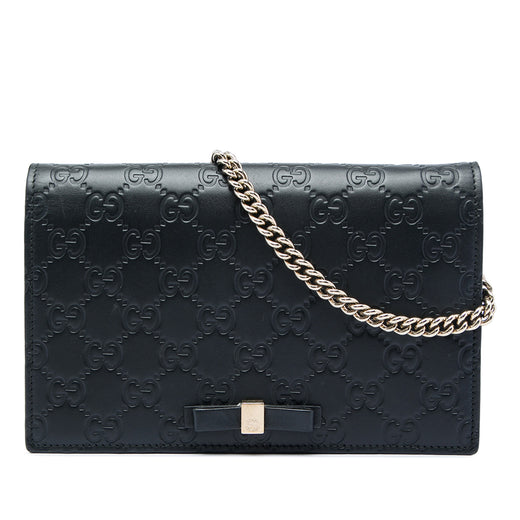 Mini Guccissima Bow Signature Wallet On Chain - Image 1