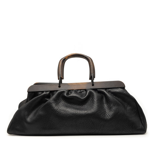 Calfskin Wood Frame Handbag - Image 1