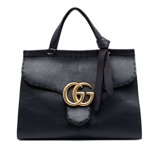 Small GG Marmont Grained Calfskin Top Handle Satchel - Image 1