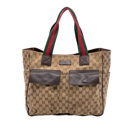 GG Canvas Web Double Pockets Tote - Image 1
