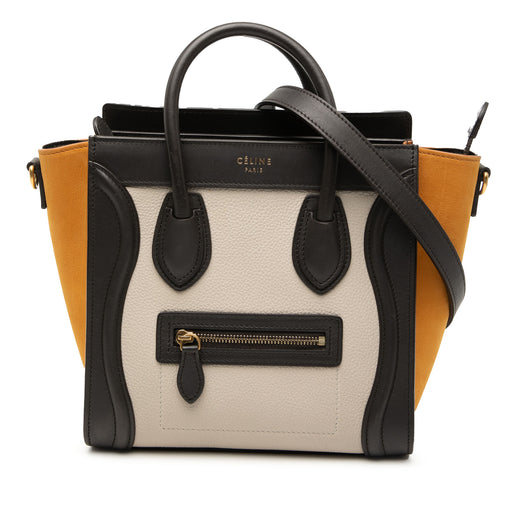 Nano Tricolor Nubuck and Drummed Calfskin Luggage Tote - Image 1