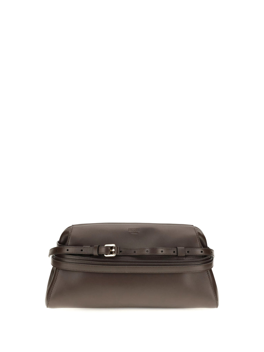 Moschino Nappa Leather Shoulder Bag — Brown