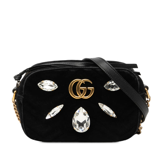 Mini GG Marmont Crystal Embellished Matelasse Velvet Crossbody - Image 1